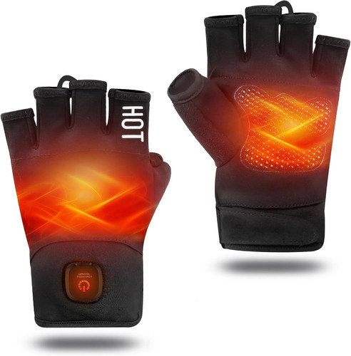 Heated gloves fingerless - gloves, for
